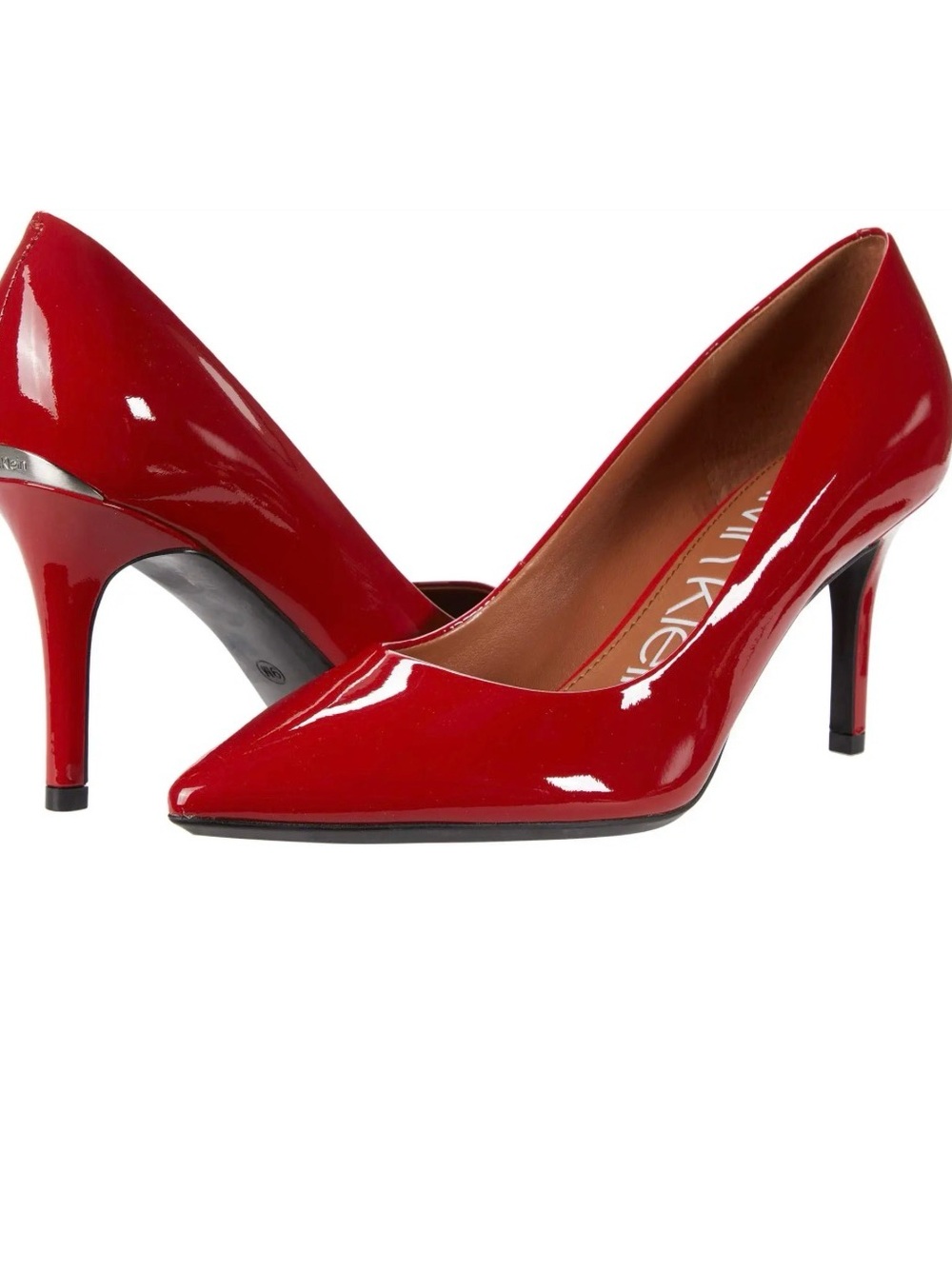 Calvin Klein Red Patent Pointed-Toe Pumps
